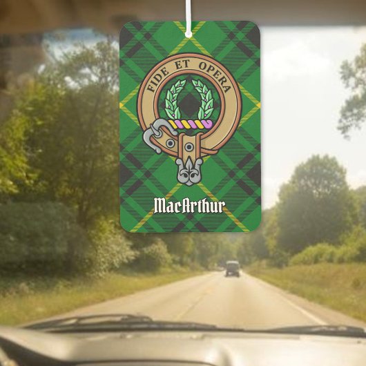 Clan MacArthur Wappen über Tartan Autolufterfrischer