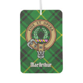 Clan MacArthur Wappen über Tartan Autolufterfrischer (Vorderseite)