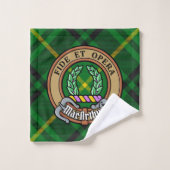 Clan MacArthur Wappen über Tartan Badhandtuch Set (Waschlappen)