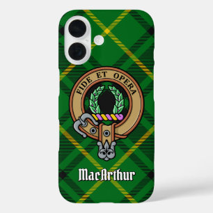 Clan MacArthur Wappen über Tartan iPhone 16 Hülle