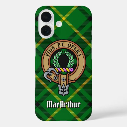 Clan MacArthur Wappen über Tartan Case-Mate iPhone Hülle (Rückseite)