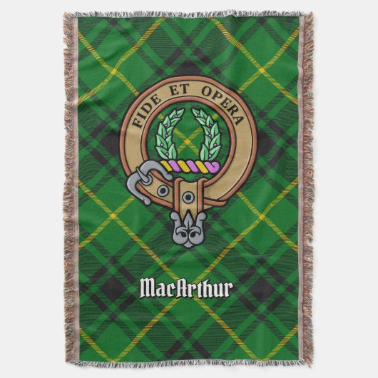 Clan MacArthur-Wappen über Tartan Decke (Vorderseite Vertikal)