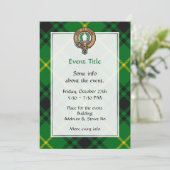 Clan MacArthur Wappen über Tartan Einladung (Stehend Vorderseite)