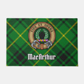 Clan MacArthur Wappen über Tartan Fußmatte (Vorderseite)