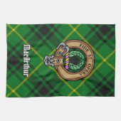 Clan MacArthur Wappen über Tartan Geschirrtuch (Horizontal)