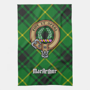 Clan MacArthur Wappen über Tartan Geschirrtuch