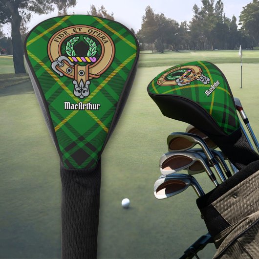 Clan MacArthur Wappen über Tartan Golf Headcover