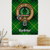 Clan MacArthur Wappen über Tartan Poster (Küche)