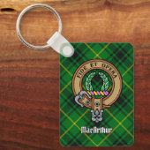 Clan MacArthur Wappen über Tartan Schlüsselanhänger (Vorderseite)