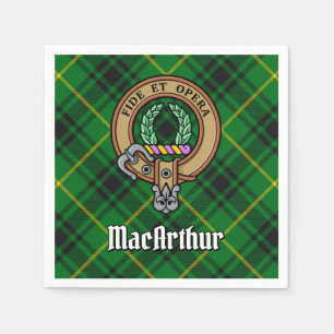 Clan MacArthur Wappen über Tartan Serviette