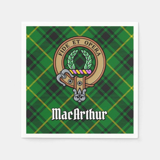 Clan MacArthur Wappen über Tartan Serviette (Vorderseite)