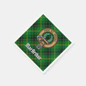 Clan MacArthur Wappen über Tartan Serviette (Ecke)
