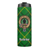 Clan MacArthur Wappen über Tartan Thermosbecher (Vorderseite)