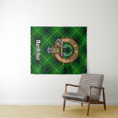 Clan MacArthur Wappen über Tartan Wandteppich (Beispiel (Horizontal))