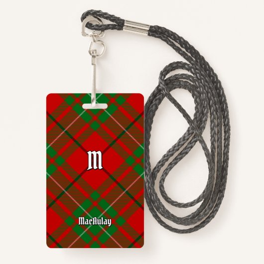 Clan MacAulay Tartan Badge Ausweis (Vorderseite mit Schlüsselband)
