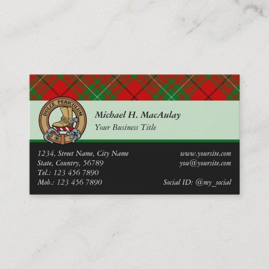 Clan MacAulay Tartan Business Card Visitenkarte (Vorderseite)