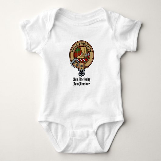 Clan MacAulay Wappen über Tartan Baby Bodysuit Baby Strampler (Vorderseite)