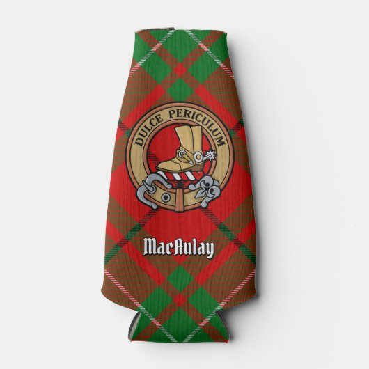 Clan MacAulay Wappen über Tartan Flasche Cooler Flaschenkühler (Vorderseite)