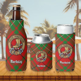 Clan MacAulay Wappen über Tartan Flasche Cooler Flaschenkühler