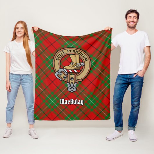Clan MacAulay Wappen über Tartan Fleecedecke (Beispiel)