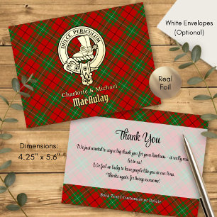 Clan MacAulay-Wappen über Tartan Folie Einladungspostkarte