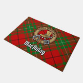 Clan MacAulay Wappen über Tartan Fußmatte (Schrägansicht)
