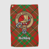 Clan MacAulay Wappen über Tartan Golfhandtuch (Vorderseite)