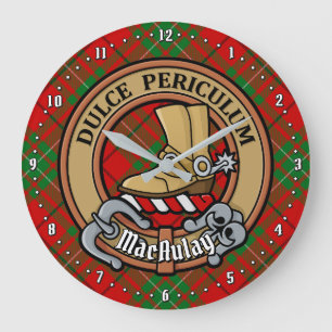 Clan MacAulay Wappen über Tartan Große Wanduhr