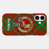 Clan MacAulay Wappen über Tartan iPhone Case (Rückseite (Horizontal))