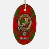 Clan MacAulay Wappen über Tartan Keramik Ornament (Rechts)