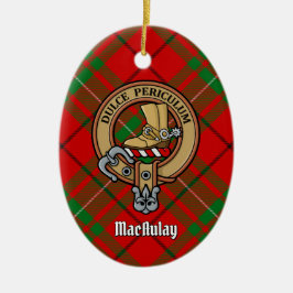 Clan MacAulay Wappen über Tartan Keramik Ornament
