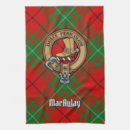 Clan MacAulay Wappen über Tartan Küchentuch