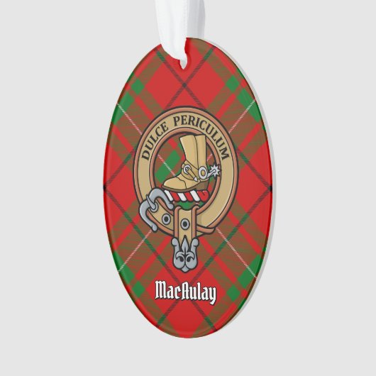 Clan MacAulay Wappen über Tartan Ornament (Vorderseite)