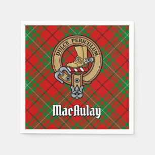 Clan MacAulay Wappen über Tartan Serviette