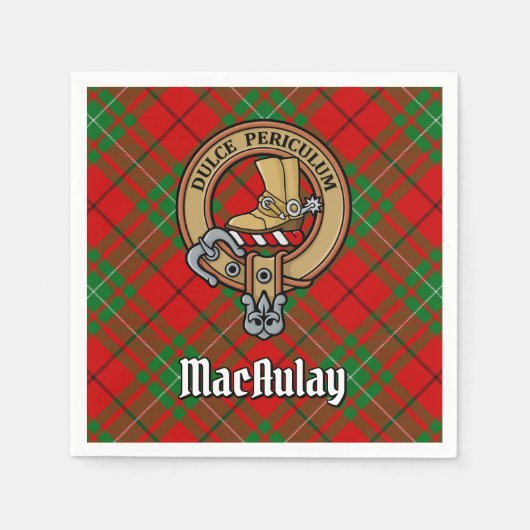 Clan MacAulay Wappen über Tartan Serviette (Vorderseite)