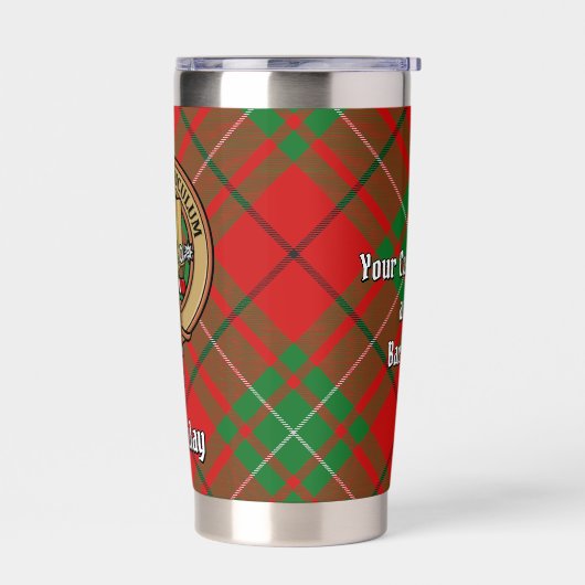 Clan MacAulay Wappen über Tartan Thermobecher (Links)