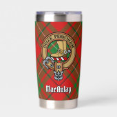 Clan MacAulay Wappen über Tartan Thermobecher (Vorderseite)