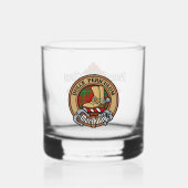 Clan MacAulay Wappen über Tartan Whiskyglas (Vorderseite)