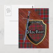 Clan MacBain Tartan Sword & Shield Postkarte (Vorne/Hinten)