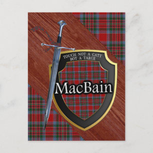 Clan MacBain Tartan Sword & Shield Postkarte