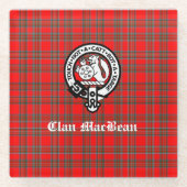 Clan MacBean Wappen Abzeichen & Tartan Glasuntersetzer (Vorderseite)