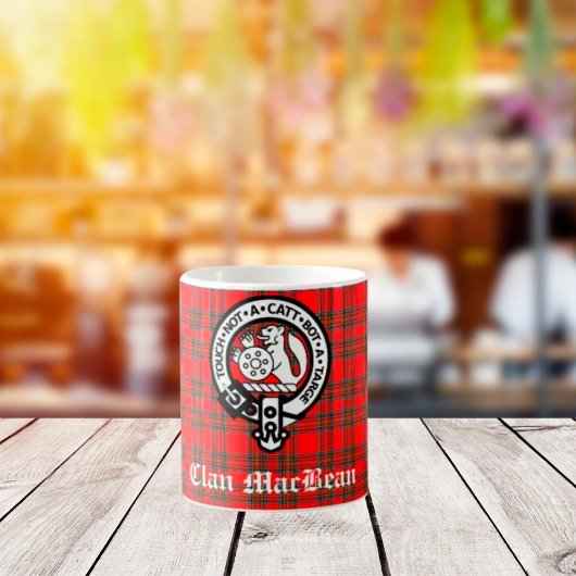 Clan MacBean Wappen Abzeichen & Tartan Kaffeetasse