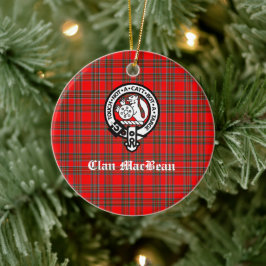 Clan MacBean Wappen Abzeichen & Tartan Keramik Ornament