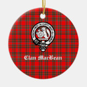 Clan MacBean Wappen Abzeichen & Tartan Keramik Ornament (Vorne)