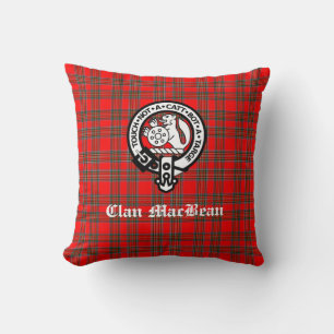 Clan MacBean Wappen Abzeichen & Tartan Kissen