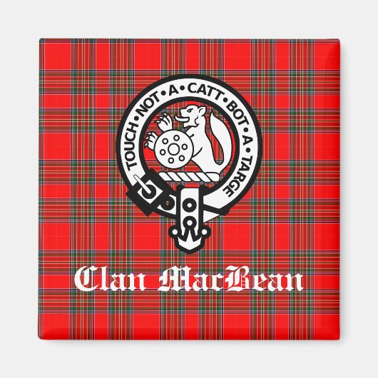 Clan MacBean Wappen Abzeichen & Tartan Magnet (Vorne)