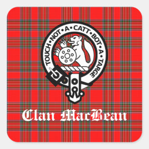Clan MacBean Wappen Abzeichen & Tartan Quadratischer Aufkleber