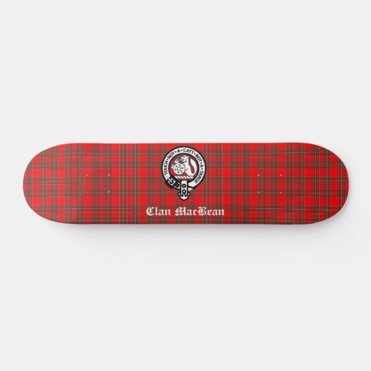 Clan MacBean Wappen Abzeichen & Tartan Skateboard (Horizontal)