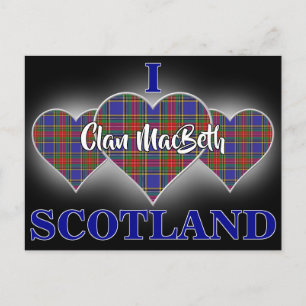 Clan MacBeth I Liebe Scotland Tartan Heart Postkarte