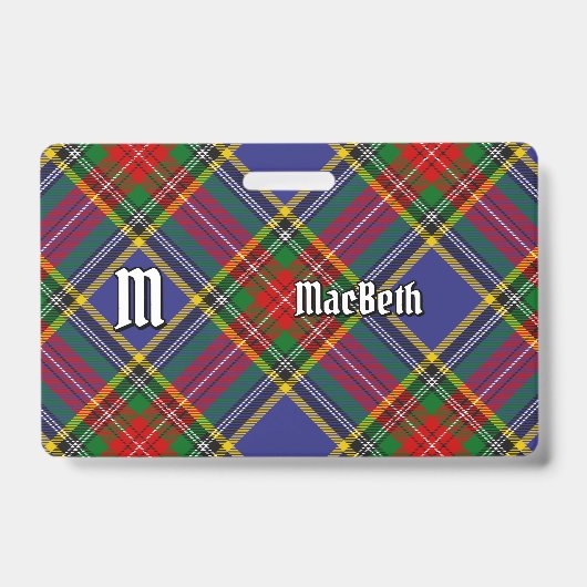 Clan MacBeth Tartan Abzeichen Ausweis (Vorderseite)